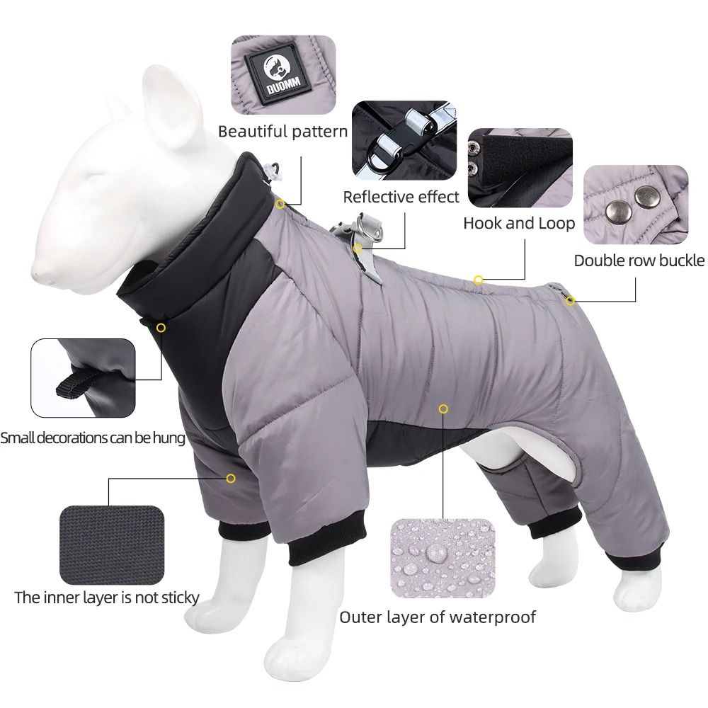 Giacca impermeabile per cani per l'inverno | Vestibilità regolabile con fodera isolante | Guscio antivento per razze pic