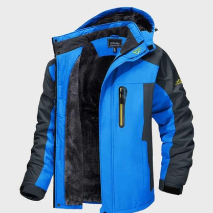 Giacca impermeabile da uomo con cappuccio e fodera in pile termico