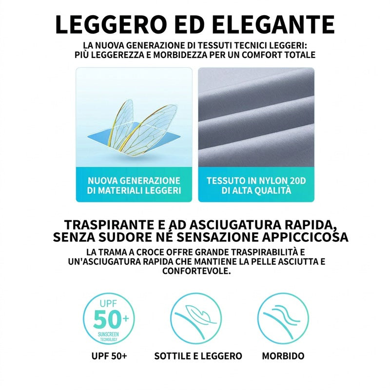 Giacca Ultraleggera Protezione UV con Collo Alto e Tasche Laterali