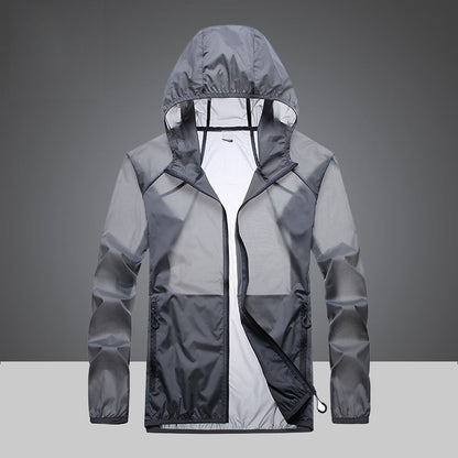 Giacca Ultraleggera Protezione UV con Collo Alto e Tasche Laterali