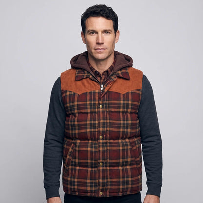 Gilet da uomo imbottito con cappuccio a quadri tartan
