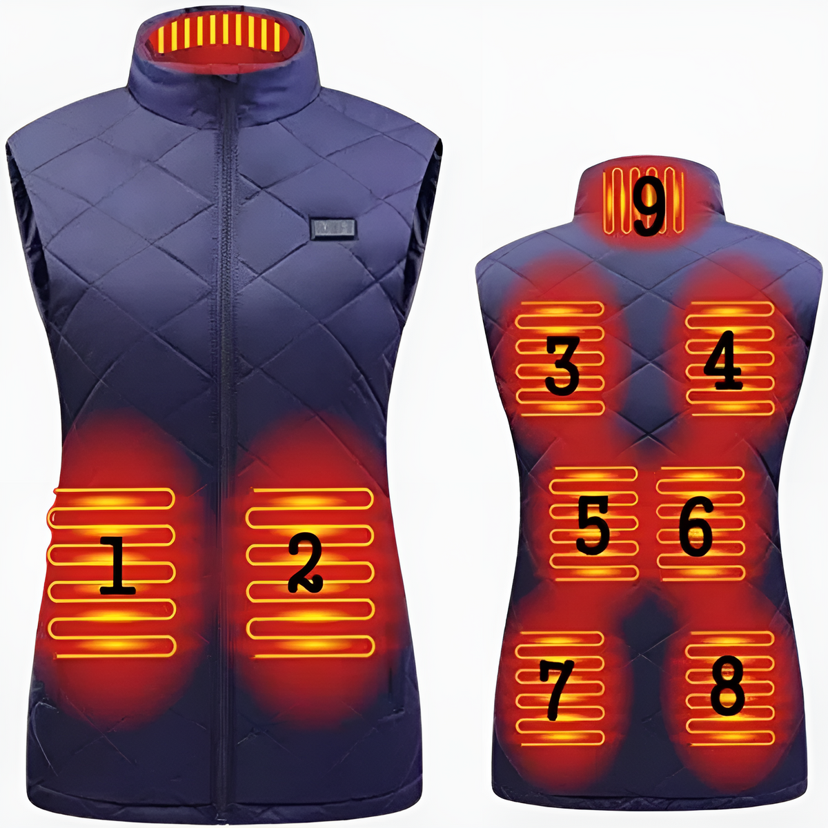 Gilet riscaldato da donna con doppio controllo e 9 zone riscaldanti