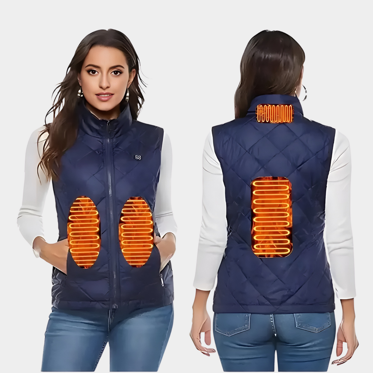 Gilet riscaldato da donna con doppio controllo e 9 zone riscaldanti