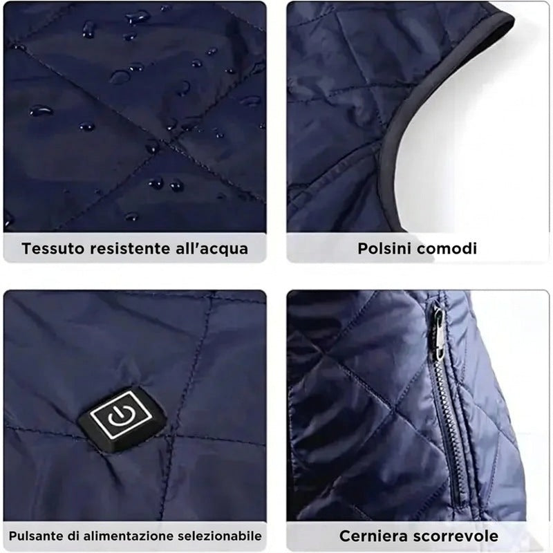 Gilet riscaldato da donna con doppio controllo e 9 zone riscaldanti