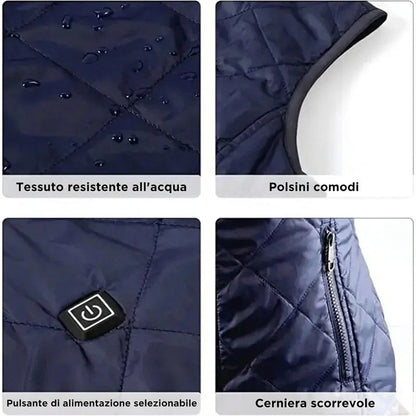 Gilet riscaldato da donna con doppio controllo e 9 zone riscaldanti