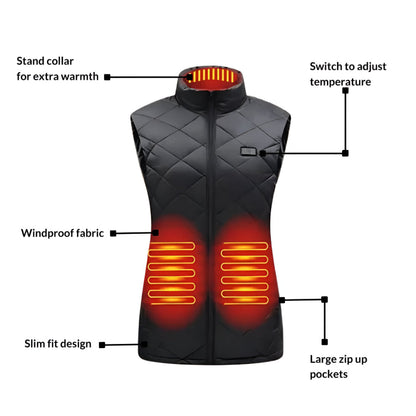 Gilet riscaldato elettrico da donna per inverno e outdoor