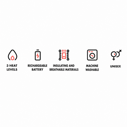 Gilet riscaldato unisex con 3 livelli di calore su schiena, addome e collo, alimentato da power bank USB, poliestere con