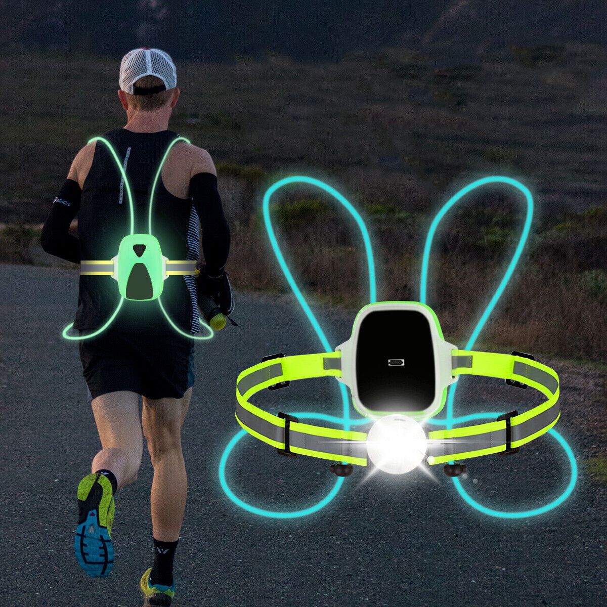 Gilet di sicurezza catarifrangente ReflectGlow per corsa – ricaricabile USB – 6 colori LED – impermeabile e regolabile –