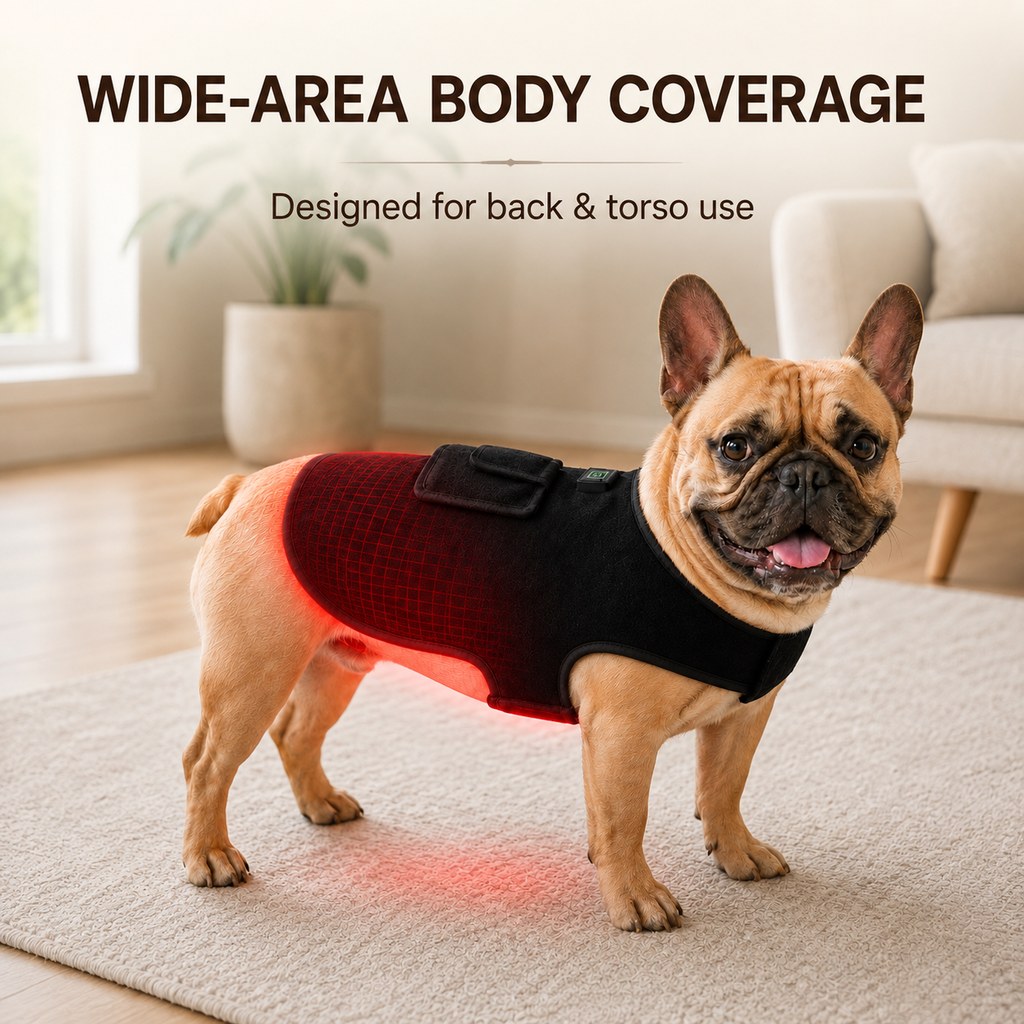 Gilet terapeutico a luce rossa per cani e gatti Rassivo – 660nm + 850nm infrarossi vicini per schiena, anche, articolazi