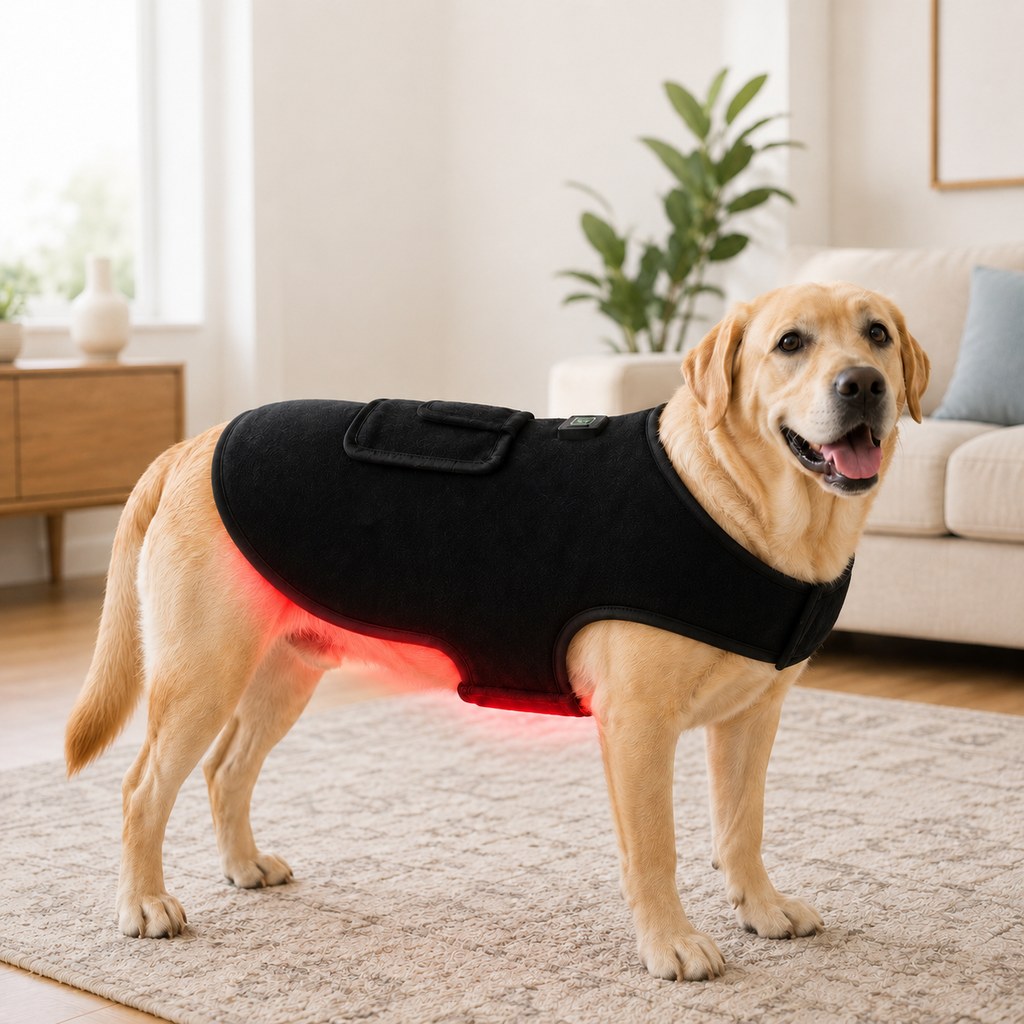 Gilet terapeutico a luce rossa per cani e gatti Rassivo – 660nm + 850nm infrarossi vicini per schiena, anche, articolazi
