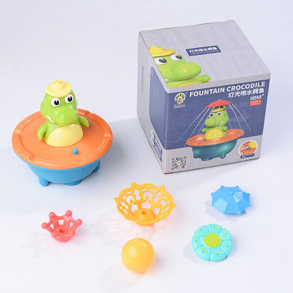 Giocattolo da bagno fontana coccodrillo con accessori spray raffigurati