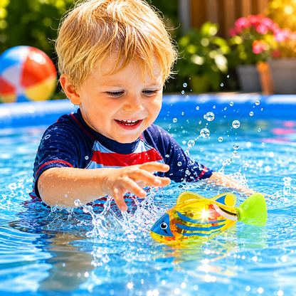 Giocattolo da bagno interattivo per bambini pesce galleggiante LED