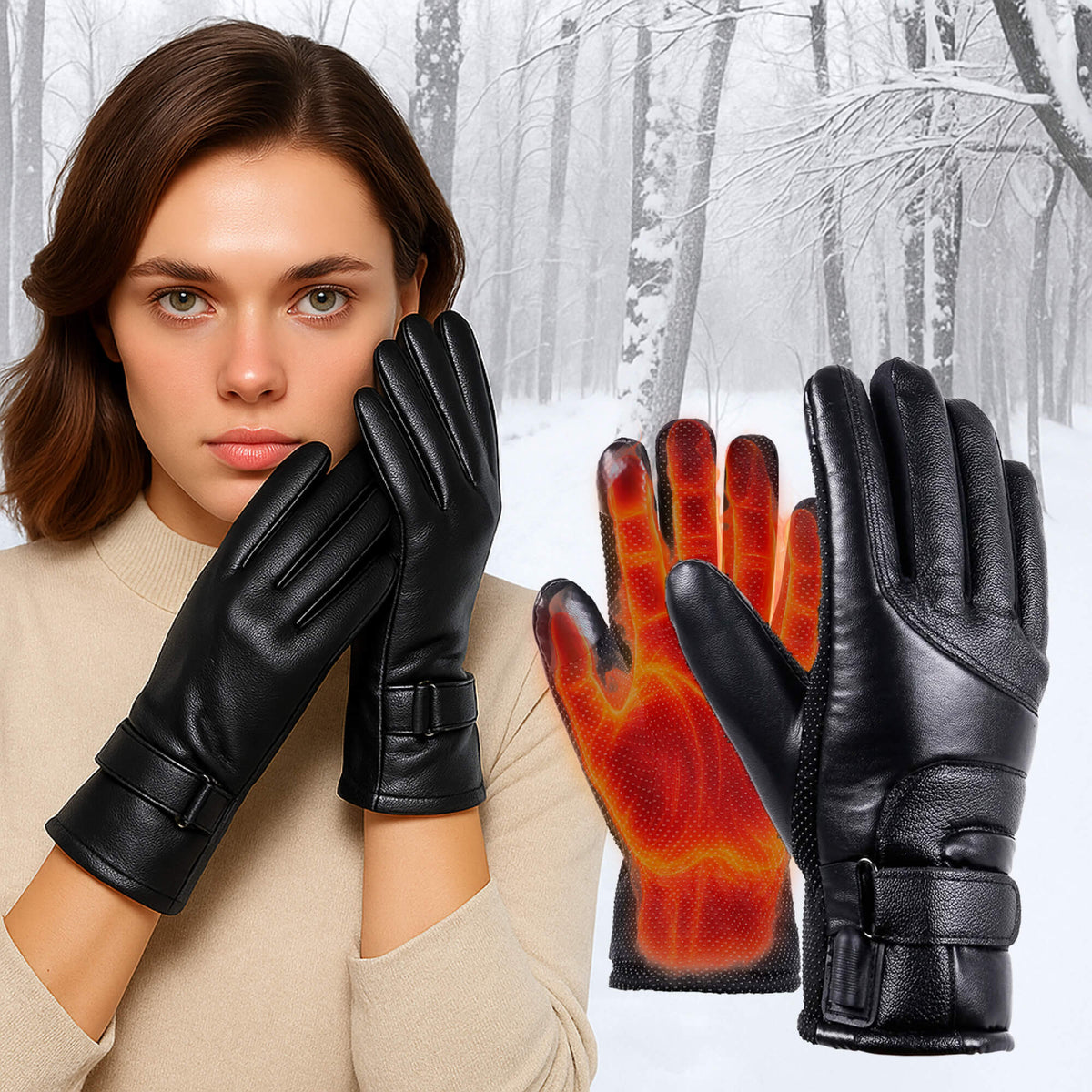 Guanti Riscaldati da Donna con Touch Screen e Ricarica USB – Guanti Termici Impermeabili Invernali