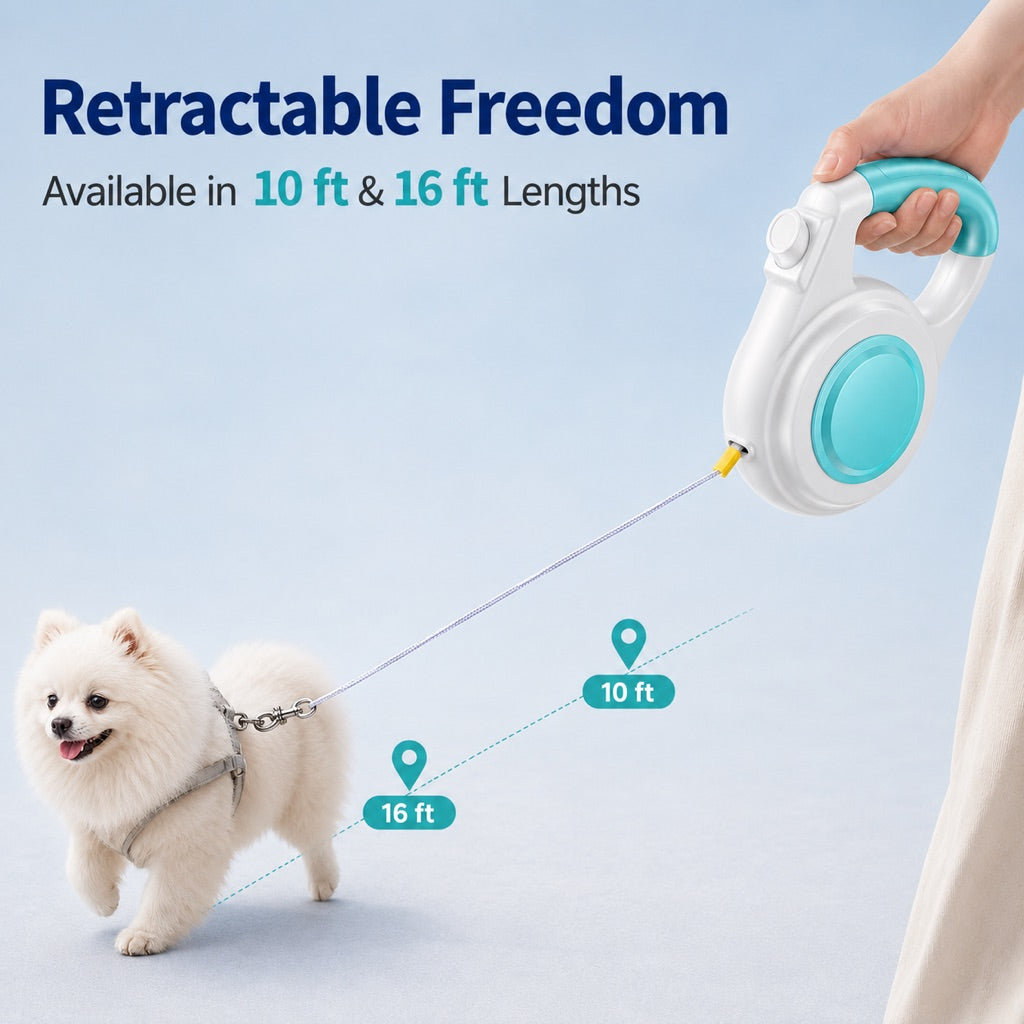 Guinzaglio Retrattile Luminoso LED Ricaricabile per Cani per Passeggiate Notturne