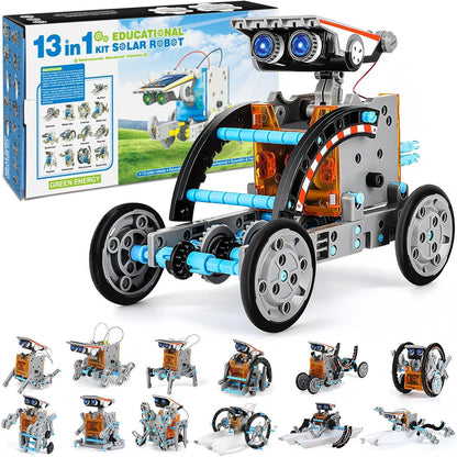 Kit robot solare STEM per bambini – gioco di costruzione fai da te 12 in 1 e 13 in 1