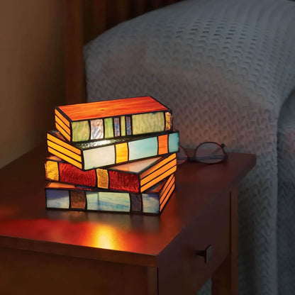 Lampada a Libro in Vetro Colorato | Illuminazione Artistica Artigianale