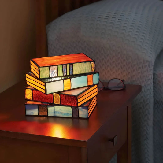 Lampada a Libro in Vetro Colorato | Illuminazione Artistica Artigianale