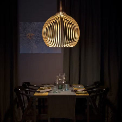 Lampada a sospensione in legno regolabile vintage con illuminazione LED