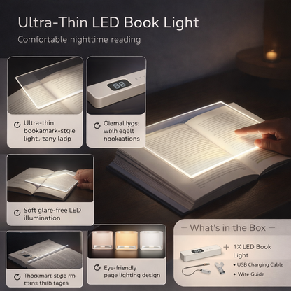 Lampada da lettura LED ultra sottile ricaricabile USB