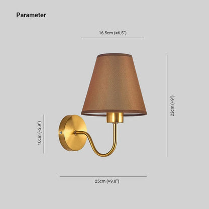 Lampada da parete | Paralume conico in tessuto stile nordico | Braccio in metallo galvanizzato