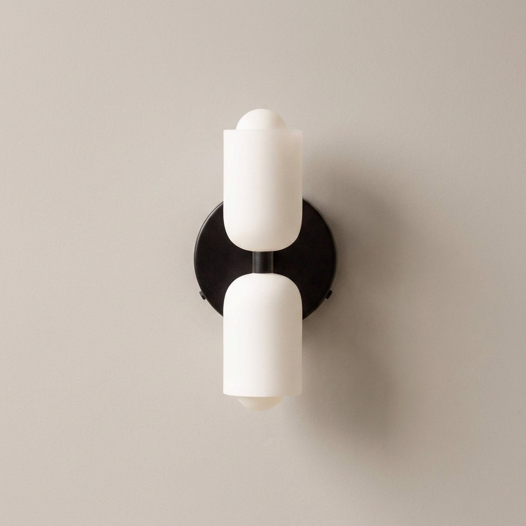 Lampada da parete in metallo e vetro con doppia illuminazione su e giù stile nordico