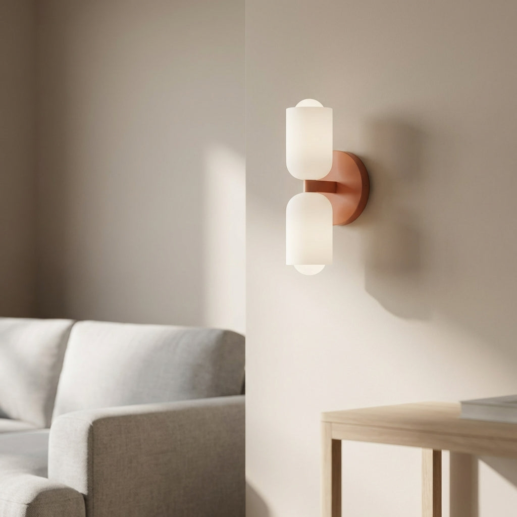 Lampada da parete in metallo e vetro con doppia illuminazione su e giù stile nordico