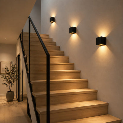 Lampada da parete ricaricabile Luxe | Luce con sensore quadrata | Alluminio 10 × 10 cm
