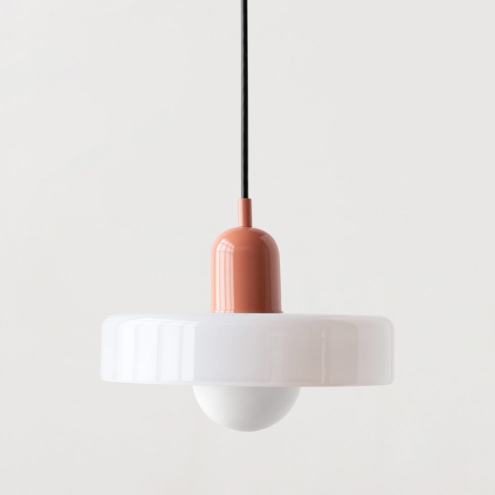Lampada da soffitto Fjolyn in vetro colorato stile Bauhaus