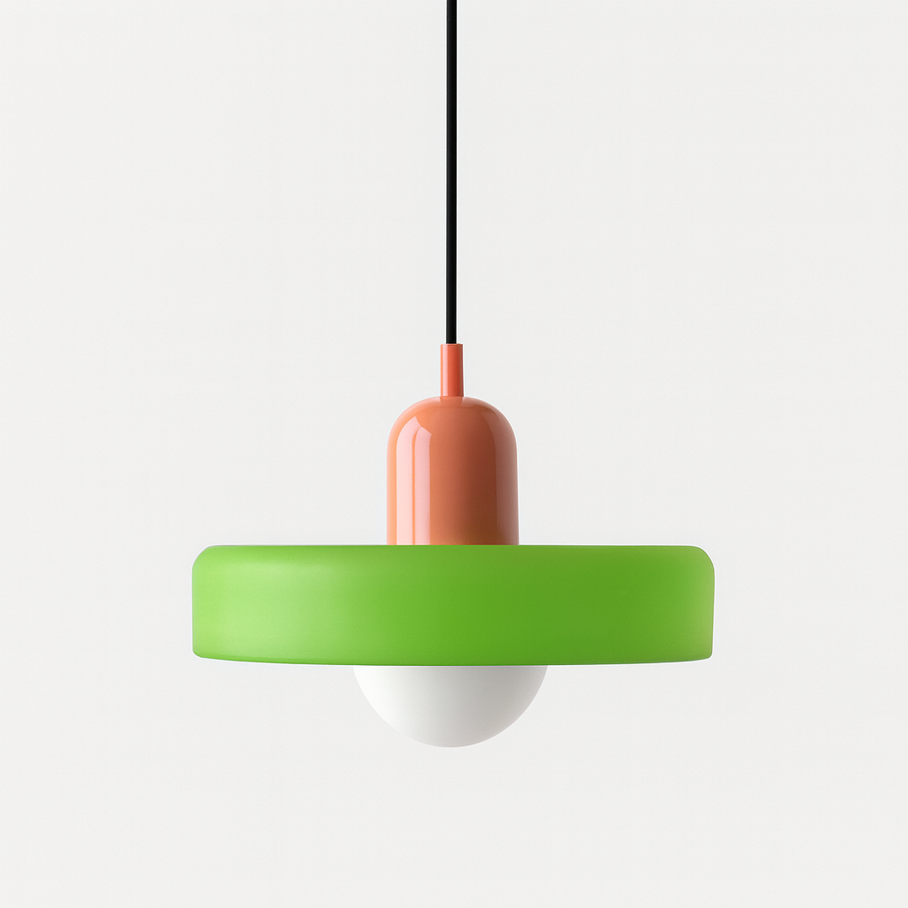 Lampada da soffitto Fjolyn in vetro colorato stile Bauhaus