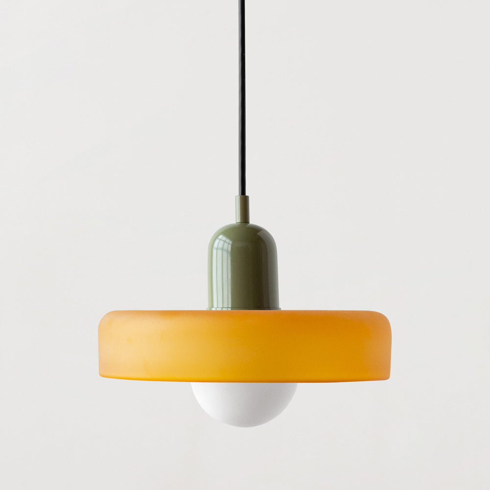 Lampada da soffitto Fjolyn in vetro colorato stile Bauhaus