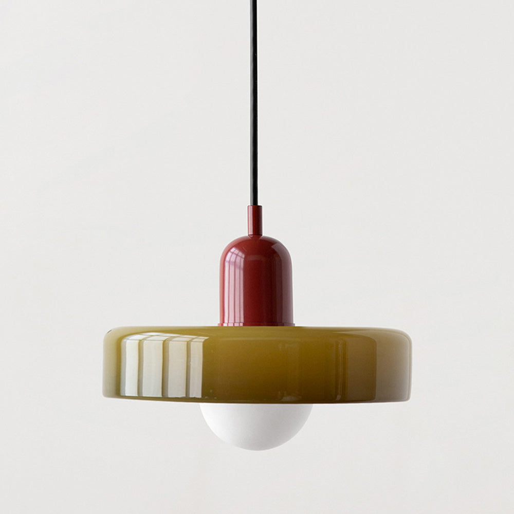 Lampada da soffitto Fjolyn in vetro colorato stile Bauhaus