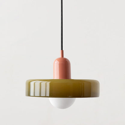 Lampada da soffitto Fjolyn in vetro colorato stile Bauhaus