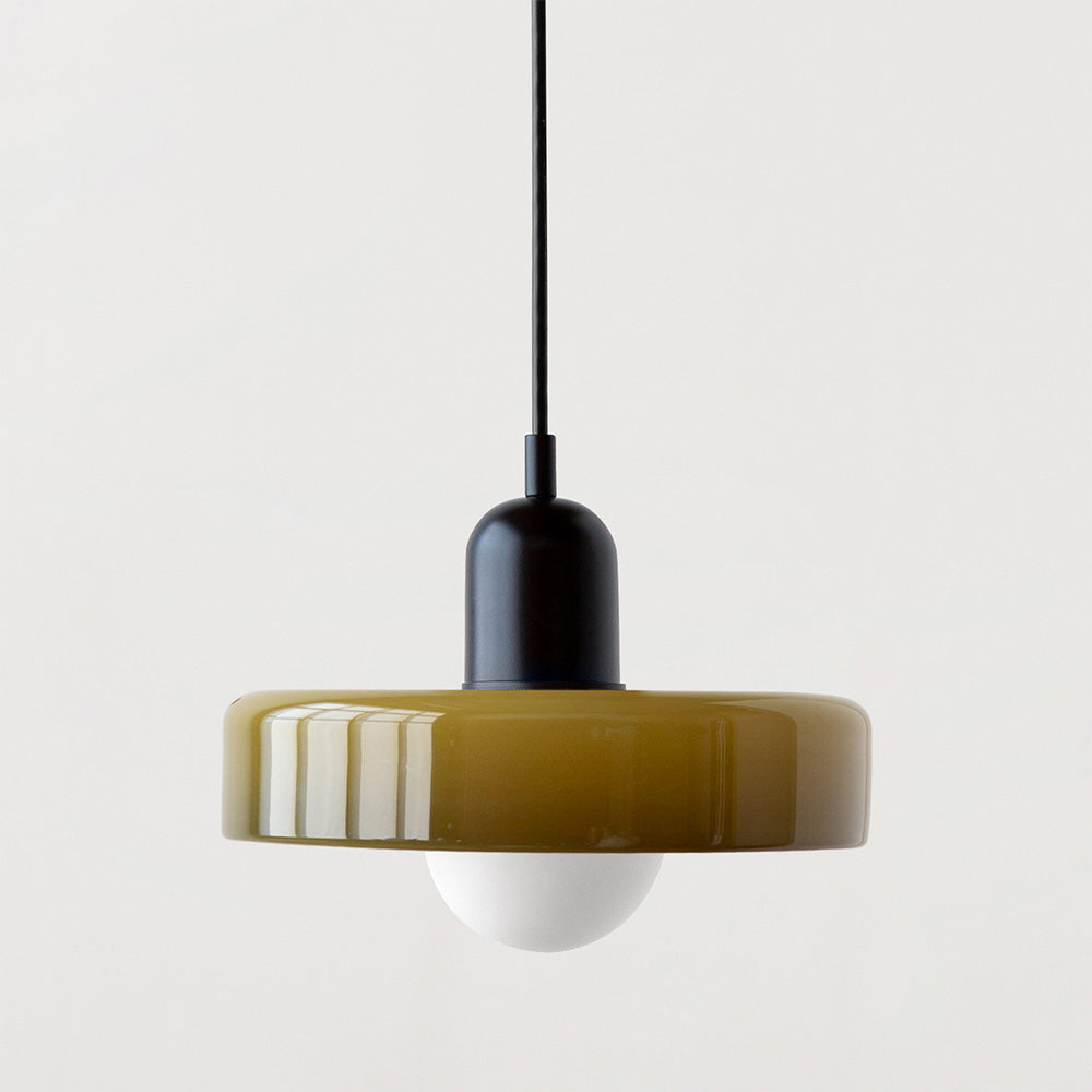 Lampada da soffitto Fjolyn in vetro colorato stile Bauhaus