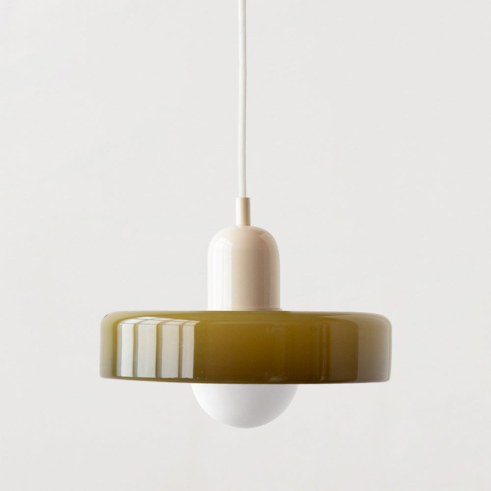 Lampada da soffitto Fjolyn in vetro colorato stile Bauhaus