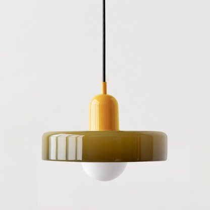 Lampada da soffitto Fjolyn in vetro colorato stile Bauhaus
