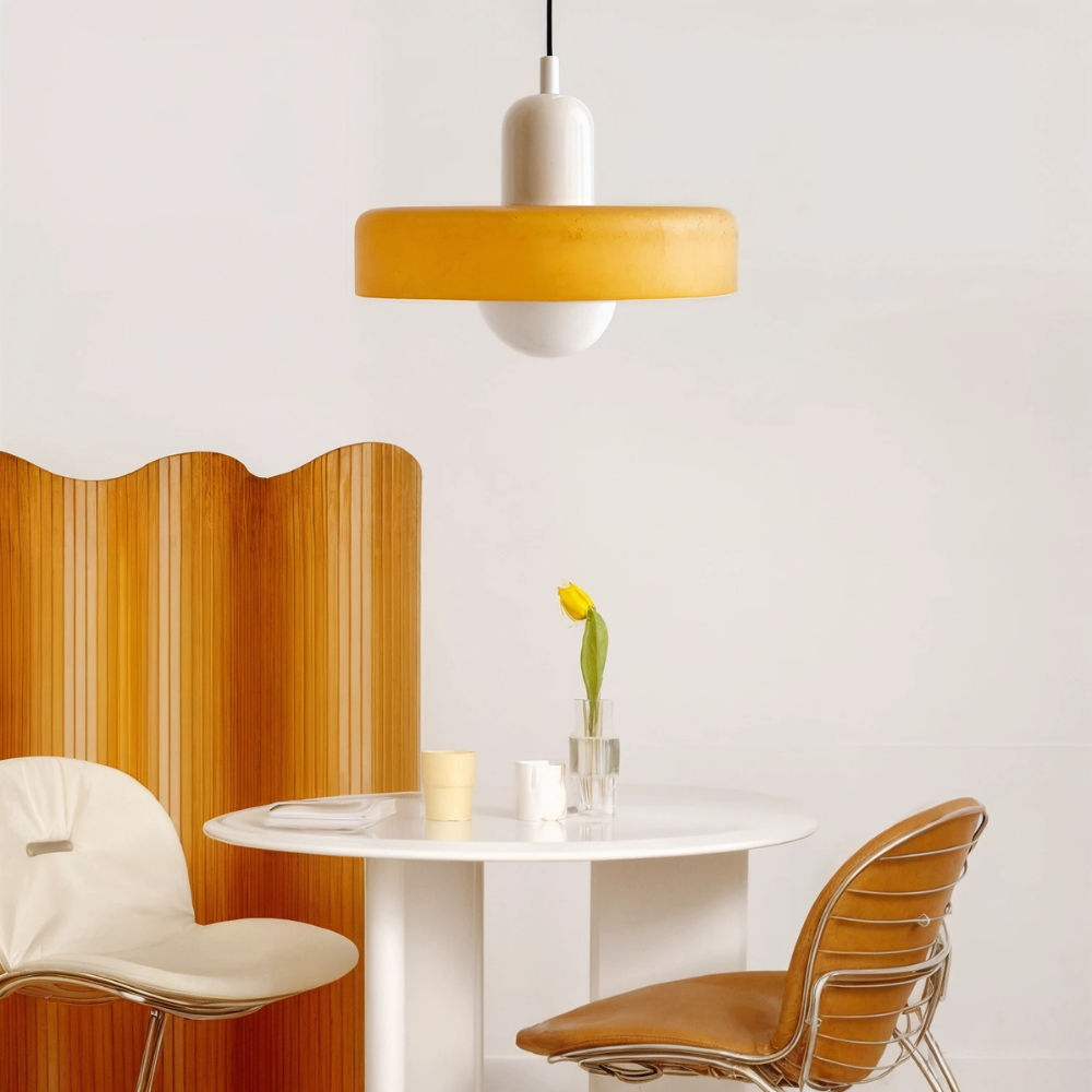 Lampada da soffitto Fjolyn in vetro colorato stile Bauhaus