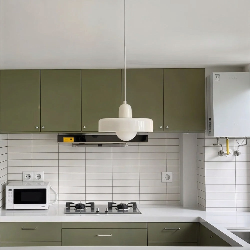 Lampada da soffitto Fjolyn in vetro colorato stile Bauhaus