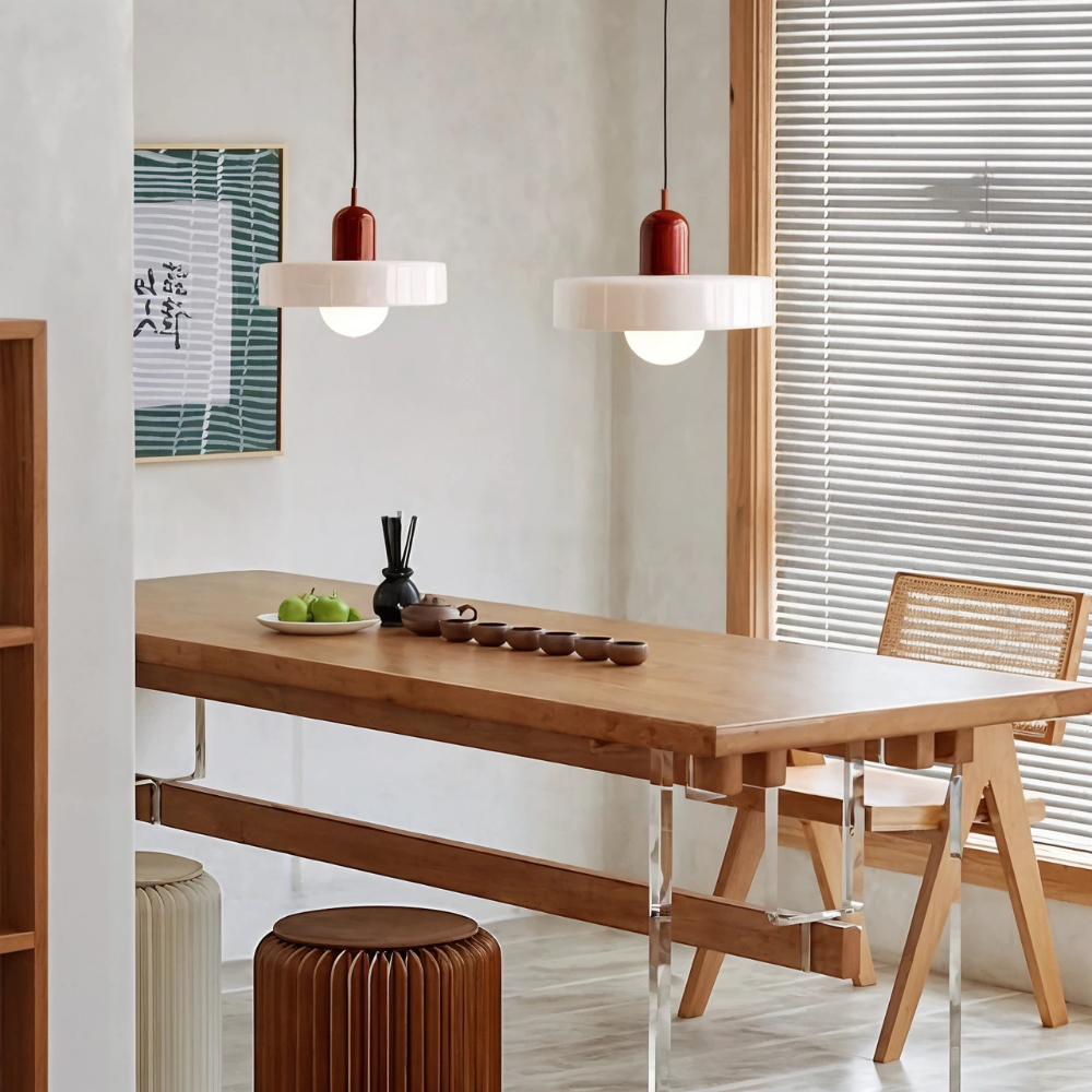 Lampada da soffitto Fjolyn in vetro colorato stile Bauhaus