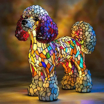 Lampada da tavolo cane stile Tiffany | Design bulldog francese in vetro colorato