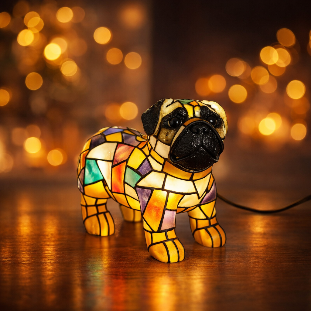 Lampada da Tavolo Decorativa con Cane in Resina