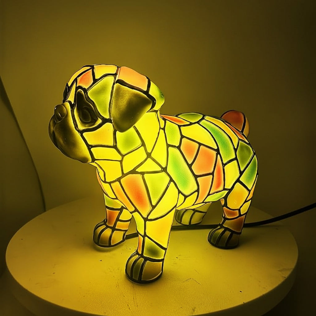 Lampada da Tavolo Decorativa con Cane in Resina