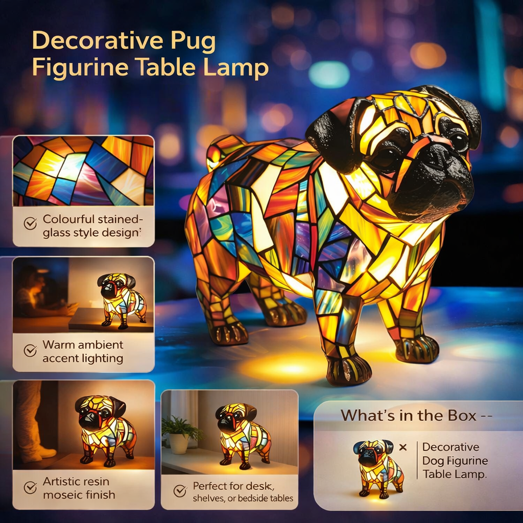 Lampada da Tavolo Decorativa con Cane in Resina