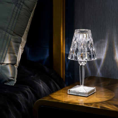 Lampada da tavolo moderna in cristallo lucido con controllo touch