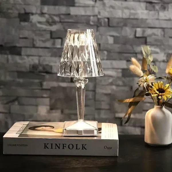 Lampada da tavolo moderna in cristallo lucido con controllo touch
