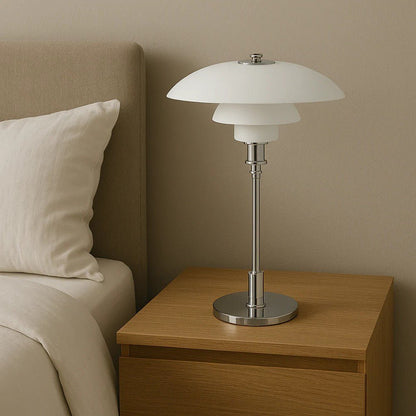 Lampada da tavolo nordica in vetro con luce calda ambientale