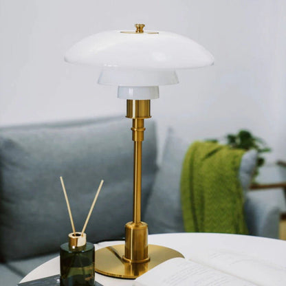 Lampada da tavolo nordica in vetro con luce calda ambientale