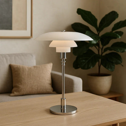 Lampada da tavolo nordica in vetro con luce calda ambientale