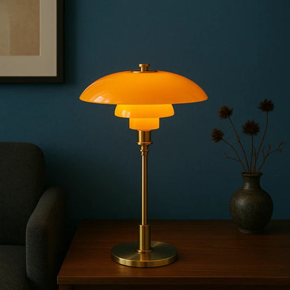 Lampada da tavolo nordica in vetro con luce calda ambientale