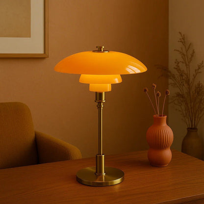 Lampada da tavolo nordica in vetro con luce calda ambientale