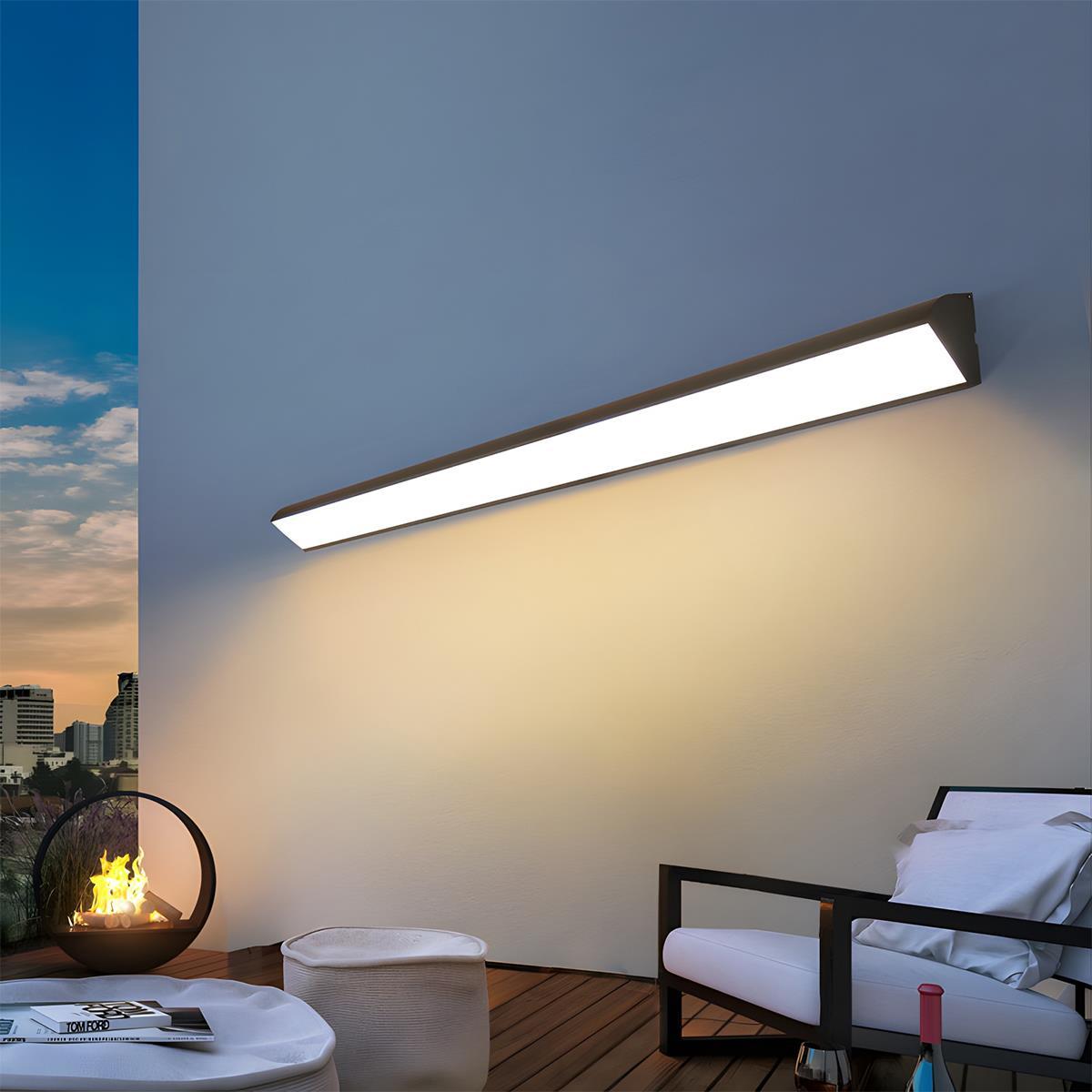 Lampada da parete LED lineare da esterno in alluminio | COB LED con dimmerazione continua 3000K-6000K | IP65 impermeabil